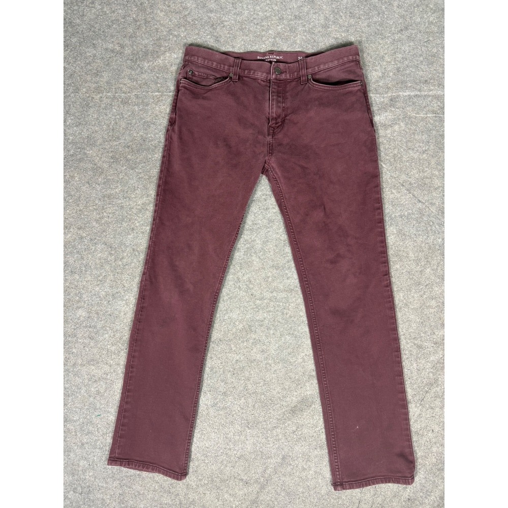 Banana Republic Slim Traveler Pants Mens 34x32 Blackberry Wine Burgundy 488420